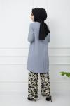 Pantolon Çiçek desenli Kaşkorse Takım Griy  UMS992