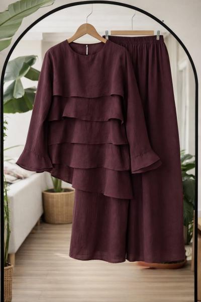 Pantolon Astarlı  kakat tunik takımMürdüm HT80100