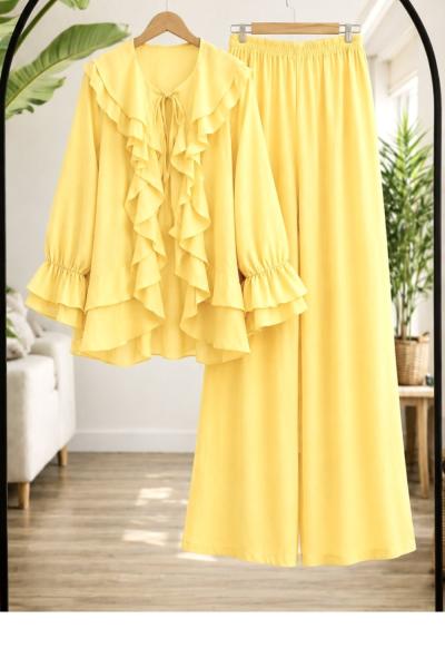 Pantolon astarlı fırfırlı Takım Sarı HT80101