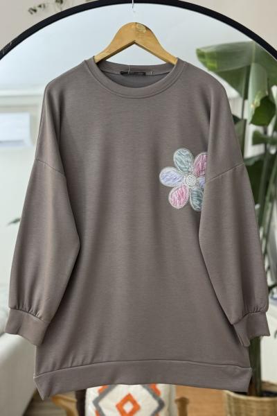 Papatya Detaylı oyso Tunik Vizon NW6056