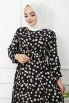 Papatya Desen  Belbağçıklı Elbise Siyah HBS1170