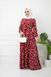 Papatya Desen  Belbağçıklı Elbise Bordo HBS1170