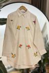 Papatya  Nakışlı Keten Tunik Gömlek SLT30279