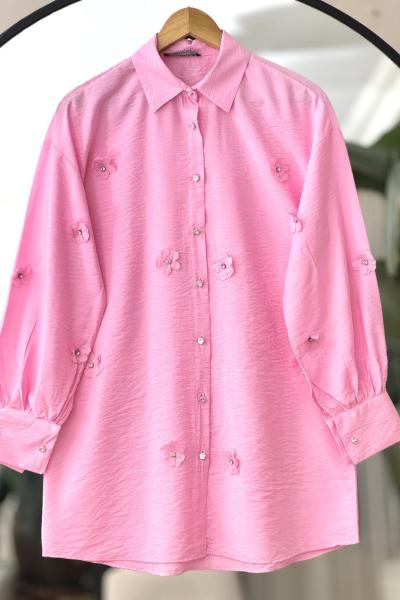 Papatya Taşlı Tunik Pembe  NEW6050