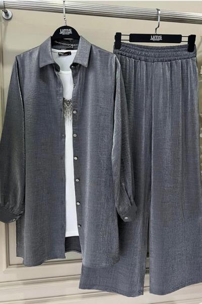 Parlak kumaş  İkili Takım gri UMS 50134