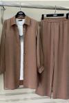 Parlak kumaş  İkili Takım Kahve  UMS 50134