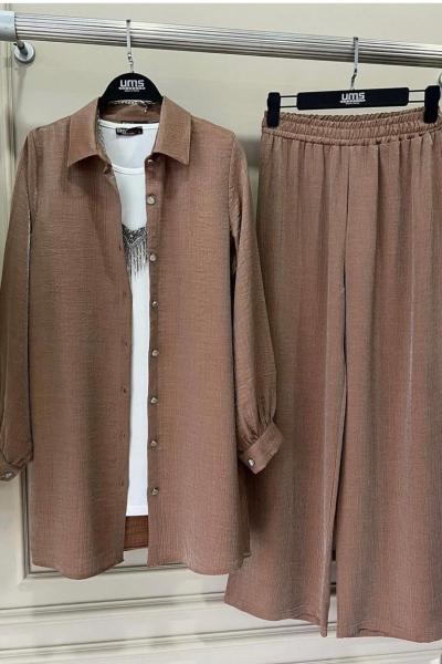 Parlak kumaş  İkili Takım Kahve  UMS 50134