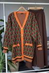 Pattern  hırkalı Triko takım kahve  TCN4008