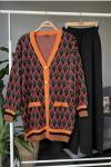 Pattern  hırkalı Triko takım siyah  TCN4008