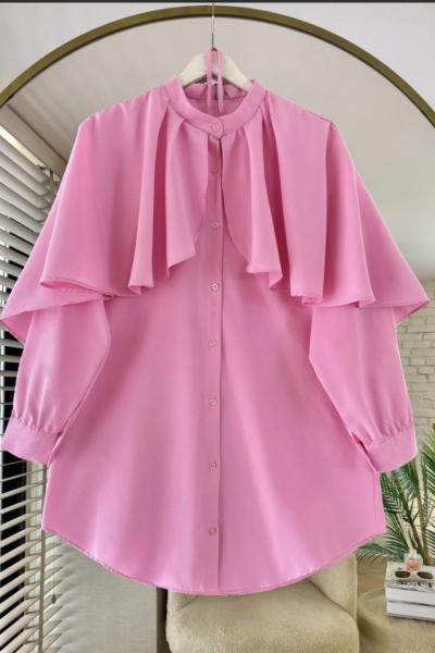 Pelerinli tünik Gömlek  Pembe SLT30524
