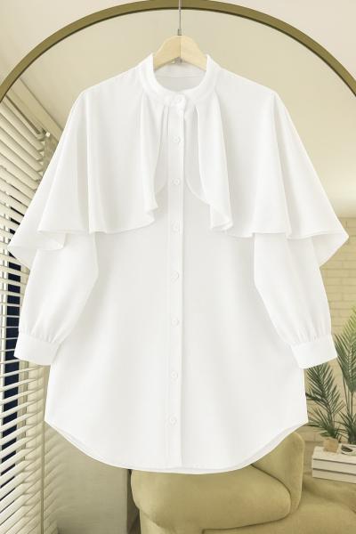 Pelerinli tünik Gömlek Beyaz SLT30524