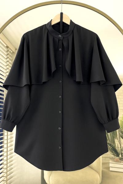 Pelerinli tünik Gömlek siyah SLT30524