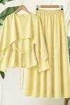 Pelerinli etek blüz Takım Sarı YN 40369