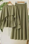 Pelerinli etek blüz Takım Yeşil  YN 40369