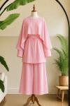 Pelerinli pantolon tunik takım Pembe YR2081
