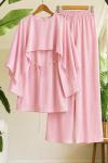 Pelerinli pantolon tunik takım Pembe YR2081