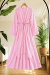 Pelerinli Tokalı Elbise Pembe BK 9578