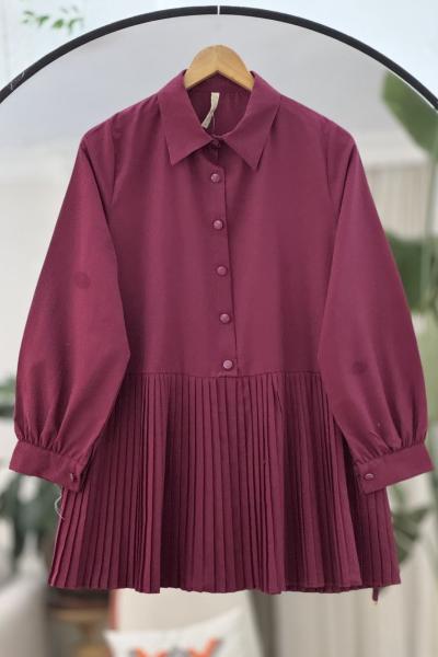Piliseli tunik Gömlek Bordo TB8024