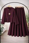Prenses dikişli Etek Ceket Takım Bordo TB8055