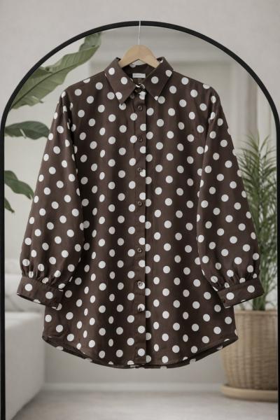 Puanlı gömlek Kahverengi BK9564