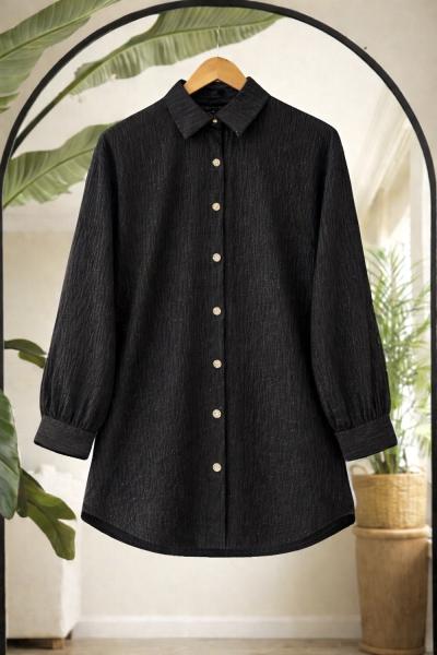 Pul işlemeli Tunik gömlek  Siyah BK9546