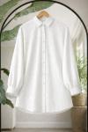 Pul işlemeli Tunik gömlek  Beyaz BK9546