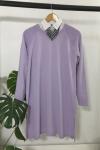 Rahat kalıp Yanlar yırtmaclı Triko tunik Lila  NFS1314