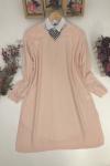 Rahat kalıp Yanlar yırtmaclı Triko tunik pudra NFS1314