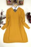 Rahat kalıp Yanlar yırtmaclı Triko tunik sarı NFS1314
