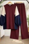 Renk gecişli  Pantolonlu Takım Bordo HT8071