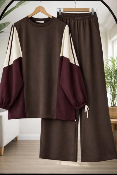 Renk gecişli  Pantolonlu TakımKahve HT8071