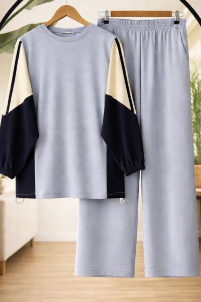 Renk gecişli  Pantolonlu Takım Mavi HT8071