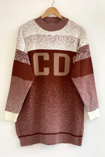 renkli desenli triko tunik yaka gül  TCN4059