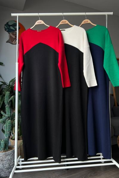 Renkli triko elbise Siyah-beyazTCN4057