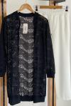 Ribanalı fermuarlı dantel ceket NFS1603