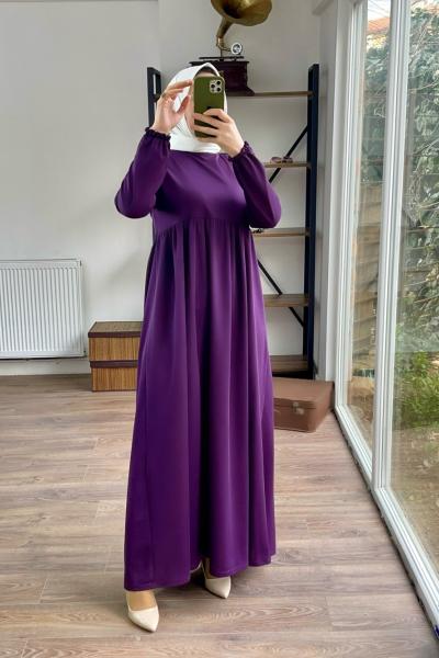 Robalı elbise mor 1840