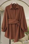 Sabit Kuşaklı Gömlek tunik Tarçın DST2039