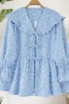 Sakallı keten kumaş bağcıklı  Ceket bebemavi TB8069