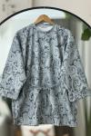 Şal desen Seyyar kuşaklı tunik gri BK9514