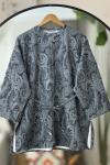 Şal desen Seyyar kuşaklı tunik Antrasit BK9514