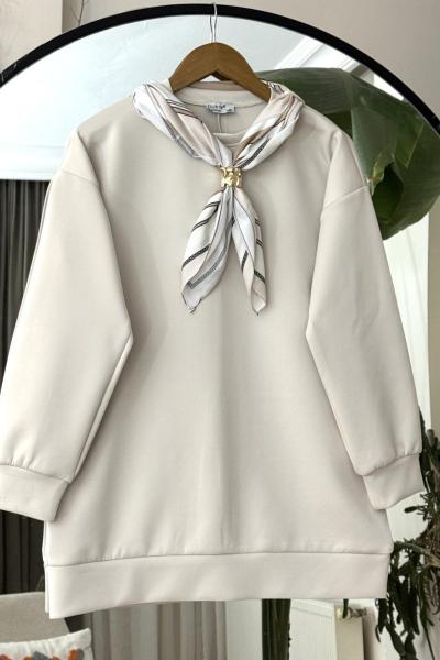 şal yaka tunik Bej BK9517