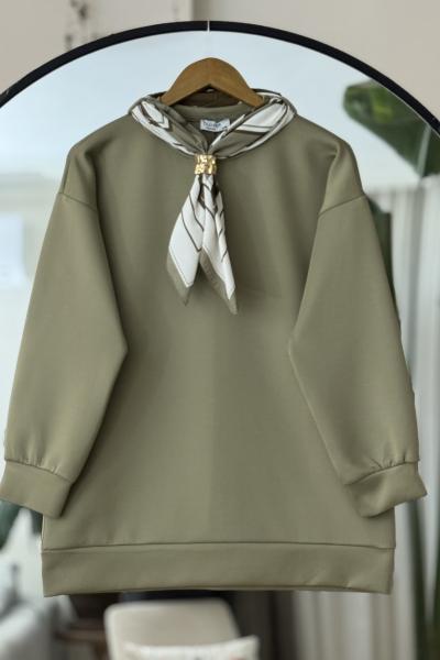 şal yaka tunik Yeşil BK9517