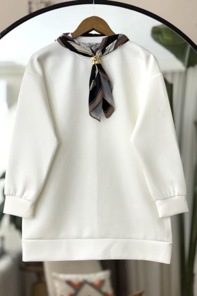 şal yaka tunik Beyaz BK9517