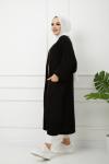 Salaş Cepli Uzun Hırka Siyah HBS1198