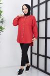 Şanel kumaş kışlık gömlek Kırmızı   SLT5020