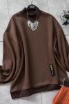 Şardonlu üçiplik sweat Kahve  UMS5012