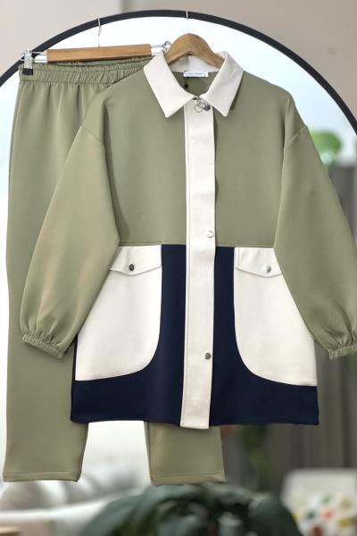 Scuba Kumaş Renkli İkili Takım Yeşil YRN30510