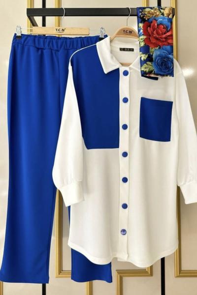 Scuba tekcep düğmeli takım saks TCN4035