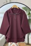 Scuba  Yaka fermuarlı Tunik Bordo BK9510