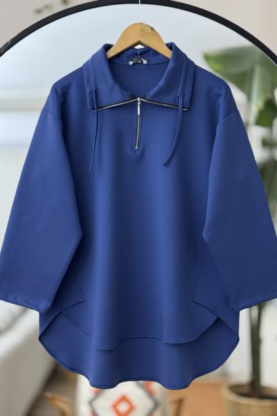 Scuba  Yaka fermuarlı Tunik İndigo BK9510